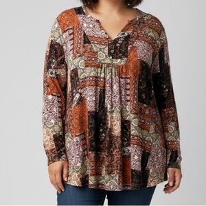 😍SHOW SPECIAL CATHY V-neck rust coloured lovely top size 3X